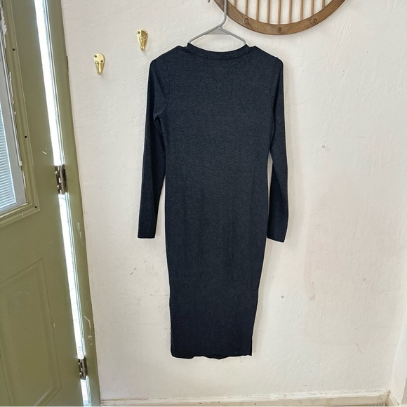 A Pea in the Pod Gray Bodycon Luxe Long Sleeve Slit Midi Maternity Dress XS - Picture 2 of 6